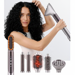Styler multifonction 5 en 1 de 1500 W avec technologie infrarouge et 6 accessoires professionnels, brosse sèche-<span class=keywords><strong>cheveux</strong></span> haute vitesse - Product Image 1
