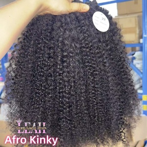 Grosir kualitas tinggi tidak diproses rambut manusia mentah tunggal Donor kain ganda bundel keriting <span class=keywords><strong>Afro</strong></span> <span class=keywords><strong>Kinky</strong></span> untuk pesta - Product Image 1