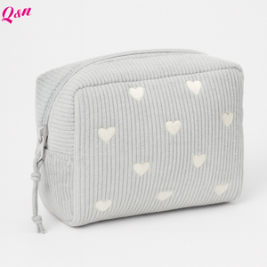 Impression personnalisable velours côtelé velours maquillage cosmétique toilette soins de la peau organisateur fermeture éclair beauté cadeau sac nécessaire avec Logo - Product Image 1