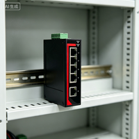 Switch industriel Gigabit non géré à montage sur rail DIN, 2 ports fibre, 4 ports électriques, équipement de transmission réseau hybride pour la surveillance