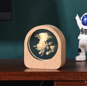Lampe à illusion 3D, veilleuse pour meilleur ami, sœur, garçons et filles, femmes, anniversaire, lampe de table en bois LED avec USB (Rose d'amour) - Product Image 4
