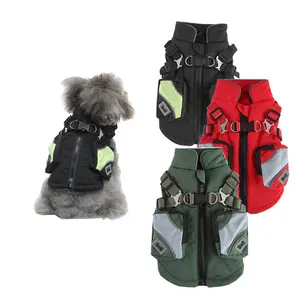 Pet Peito Voltar Roupas Cachorro Outono Inverno Zipper Jacket