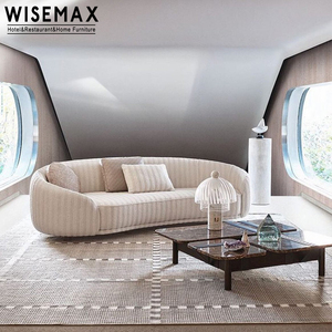 WISEAMX FURNITURE Italian Style 3 Seats Couch Wooden Frame Legs Fabric High Back <strong>Support</strong> Curved <strong>Sofa</strong> for Office Living Room - Product Image 3