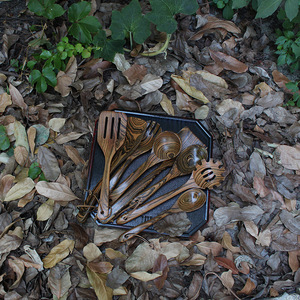 Ensemble d'ustensiles de cuisine en bois d'olivier, 8 pièces, sans danger pour les aliments, lavage à la main uniquement, spatules, louches, cuillères ajourées, cuillères à nouilles - Product Image 3