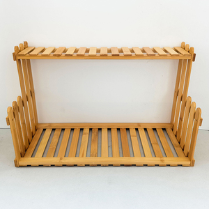 Support à plantes <span class=keywords><strong>en</strong></span> bambou écologique à 2 niveaux avec support pour plantes à fleurs à la maison et au jardin - Product Image 1