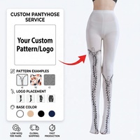Collants ultra-transparents en nylon pour femme, impression personnalisée, style rétro, compression, collants sexy personnalisés pour femmes