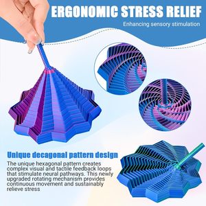 Décoration de bureau en gros : Étoile sensorielle 3D imprimée, spirale rotative avec poignée pour soulager le stress - Product Image 4