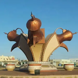 사용자 정의 현대 인공 아라비아 예술 장식 야외 동상 도시 풍경 원형 금속 조각