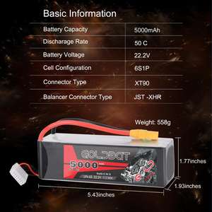 Factory Direct Sale 6S 22.2V 5000mah 50C Lithium Polymer Battery for RC Hobby Car Softcase Lipo Battery Pack - Product Image 2