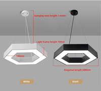 Lustre LED hexagonal moderne en fer pour salle de réunion, hauteur réglable, noir, petite suspension, vente en gros, pour plafond
