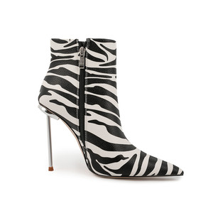 Women's Ankle <strong>Boots</strong> Fashion Pointy <strong>zebra</strong> Print <strong>Boots</strong> Leather Print Stilettos Sexy Ankle <strong>Boots</strong>