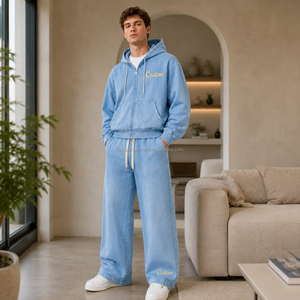 Set Felpa con Cappuccio e Pantaloni Tuta Vintage Personalizzati Effetto Usurato da <span class=keywords><strong>Uomo</strong></span>, 500 GSM Cotone, Etichetta Privata, MOQ 50 - Product Image 6