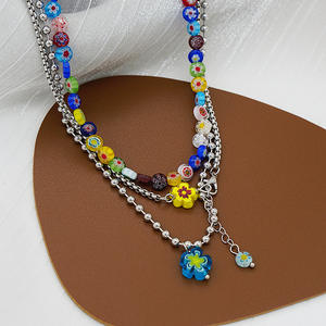 Collar Doble de Metal con Flores de Cristal Estilo Retro Milenio 2022, Gargantilla de Color, Cadena para Clavícula, a la Moda - Product Image 2