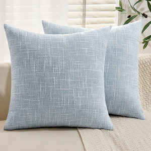 Fundas de Almohada Decorativas de Lino y Arpillera para Primavera, Color Azul Claro, Estilo Rústico, Modernas, Suaves, para Sofá - Product Image 6