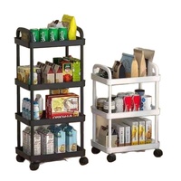 Petit chariot de rangement en plastique moderne sur pied, étagère multi-niveaux pour fruits et légumes de cuisine, panier pliable pour salle de bain