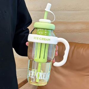 1300ML Cute Kids Water Bottle with Straw and Belt Large <b>Plastic</b> Drink Cup for School Sports Summer Leakproof and Portable - Product Image 4