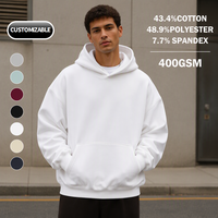 Sweat à capuche épais et chaud pour homme, 400 g/m², en tissu Air Layer, uni, à manches longues, style streetwear décontracté, automne-hiver