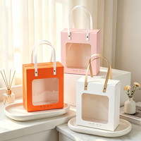 Boîte cadeau en papier avec fenêtre transparente, sac de transport pour gâteaux et desserts, impression de logo personnalisée disponible