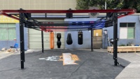Anneau de boxe multifonctionnel autoportant en PVC et acier pour Muay Thai, avec cordes de levage, couleur/logo personnalisable, 4x4m