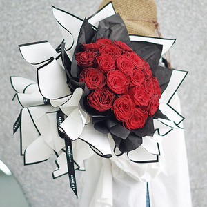 20 Piezas de Papel de Regalo Impermeable Blanco y Negro con Diseño de Aristócratas, Estilo Coreano, Material para Envolver Ramos de Flores - Product Image 5