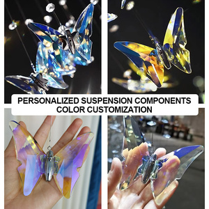 Tùy chỉnh hiện đại biệt thự sang trọng khách sạn dự án chiếu sáng bướm <span class=keywords><strong>Shape</strong></span> LED Đèn Chùm Pha Lê ánh sáng cho trần nhà cao - Product Image 6