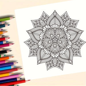 Livre de coloriage pour <span class=keywords><strong>adultes</strong></span> à la mode, motif mandala floral, 24 pages, papier kraft, couverture souple, illustrations créatives - Product Image 3