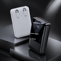 Chargeur portable 20000mAh, batterie externe, charge rapide PD, câbles doubles intégrés et écran numérique pour téléphones et tablettes
