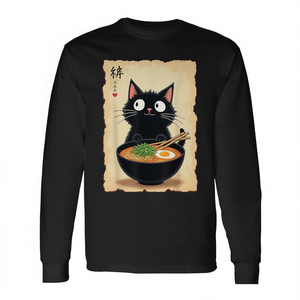 T-shirt à manches longues Ramen Cat, design mignon pour les amateurs de nouilles et d'anime japonais - Product Image 2