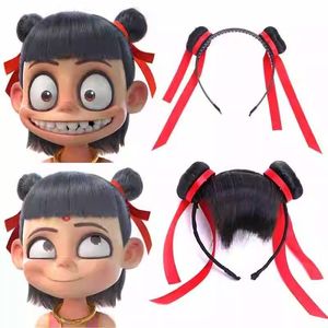 ที่คาดผมทรงผมเด็กสไตล์เนจ่าพร้อมริบบิ้นสีแดงสำหรับเด็กเล่นแต่งกาย - Product Image 4