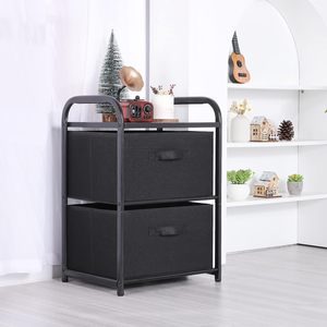 Meuble de rangement pliable à 2 tiroirs en tissu pour vêtements - Product Image 1