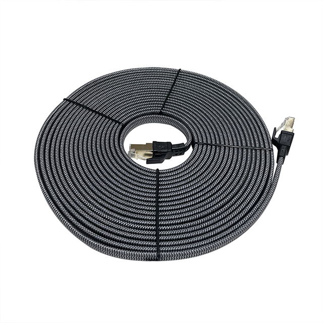 Cat 8 Flat Ethernet Cable 100FT Braided Internet Cable with Gold Plated RJ45 Connector 40Gbps 2000Mhz Heavy Duty LAN Cable