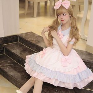 Japanese Maid Lolita Dress Pink Sweetheart Neckline Cosplay Costume Anime Role Play Uniform Set Spring 2023 - Product Image 1