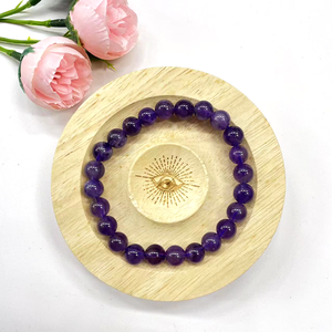 8mm di alta qualità <span class=keywords><strong>Chakra</strong></span> ametista bracciale elastico pietra naturale cristallo rotondo di perline - Product Image 4