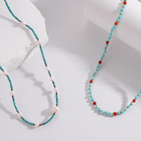 Nouveau chaud Imitation perle accessoires Zircon pendentif à breloques Turquoise perlé femmes mode bijoux colliers