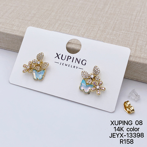 <span class=keywords><strong>Orecchini</strong></span> a perno XUPING all'ingrosso, alla moda, colorati, a forma di farfalla, fiore, stella, <span class=keywords><strong>per</strong></span> ragazza giovane, placcati oro 14K, con pietre, da donna - Product Image 4