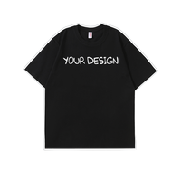 Haut en coton tricoté gaufré 280 g/m² pour homme, qualité supérieure, avec logo personnalisé, motif uni, col rond, coupe oversize, pour la gym et le quotidien, unisexe