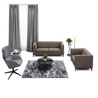 Ensemble de canapés sectionnels en tissu gris foncé avec structure métallique pour maison moderne, bureau, salon, hôtel - Mobilier commercial en gros