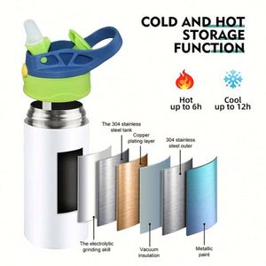 Gobelet isotherme droit en acier inoxydable à double paroi de 350 ml (12 oz) pour enfants, vierge pour sublimation, vente en gros depuis l'entrepôt américain - Product Image 4