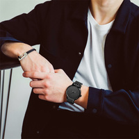 Montres à Quartz Classiques pour Hommes SINOBI Étanche à Vie PVD Plaqué Noir Produits Phares Montre Russe Prête à l'Expédition