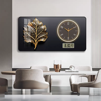 Nouvelle Horloge Murale Silencieuse Moderne en Porcelaine Dorée avec Cristaux, Calendrier, Décoration de Luxe pour Restaurant et Maison, Support en Papier