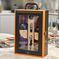 Boîte cadeau personnalisée pour vin rouge, double bouteille, emballage en cuir PU, boîte à vin en bois avec insert en éponge