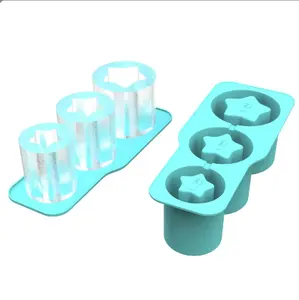 BPA gratis estate Custom Silicone ghiaccio stella vassoio stampo con coperchio per la realizzazione di 3 cilindri cavi cubetto di ghiaccio