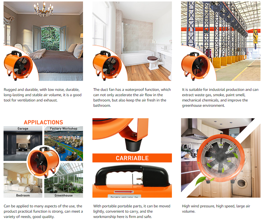 Axial fan-8-16 inch 220V Portable ventilation exhaust fan ducted fan flexible duct Small volume Ventilation fan
