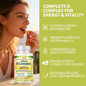 Capsules de <span class=keywords><strong>Vitamine</strong></span> B Complexe à Haute Absorption à <span class=keywords><strong>Prix</strong></span> Réduit, 60 Capsules Végétaliennes, Mélange Bioactif <span class=keywords><strong>B1</strong></span> <span class=keywords><strong>B6</strong></span> B12, Formule Premium, Stimule l'Énergie - Product Image 1