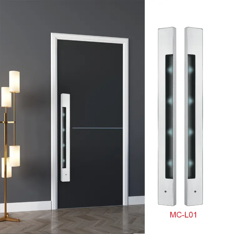 Design moderne en acier inoxydable 304 poignées de porte coulissante capteurs de corps tactile lumière LED poignée levier pour hôtel commercial