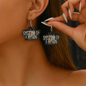 Nouvelles boucles d'oreilles en acrylique écologiques entièrement gérées-SYSTEM OF A DOWN Band Name Jewelry - Product Image 5