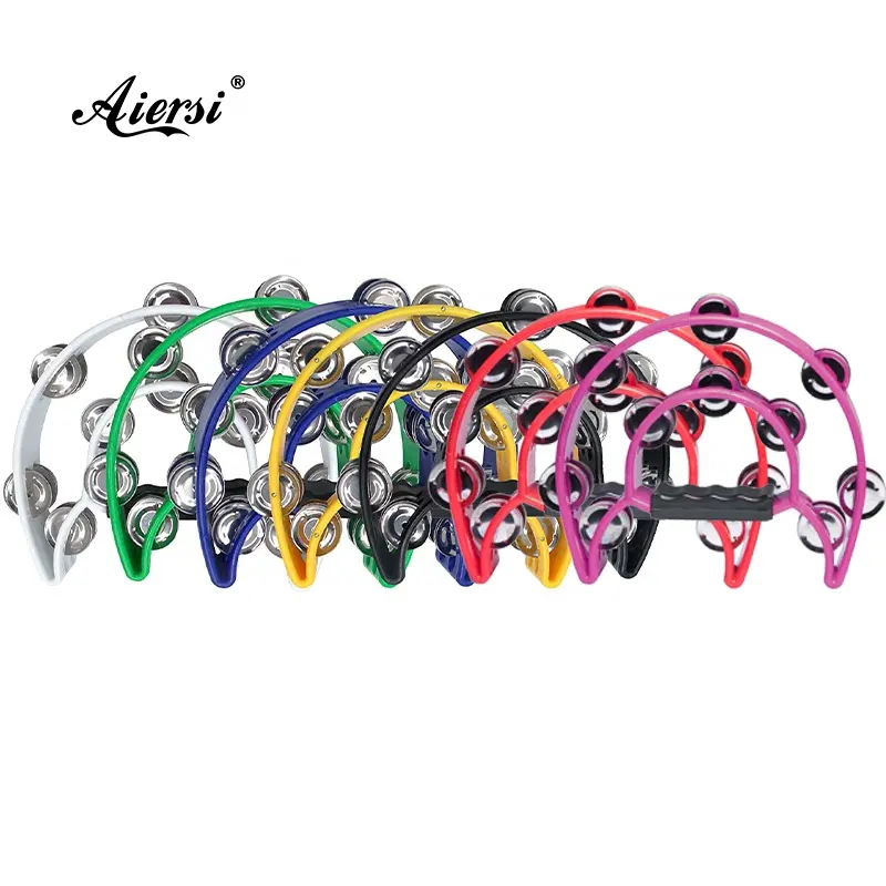 Aiersi Half Moon musical instruments Double row tambourine Plastic Rattle colorful shaking bell Atmosphere props music shaker