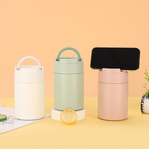 Taza para estofado de acero inoxidable 316 al por mayor, contenedor de sopa para mantener alimentos frescos, taza con cuchara, soporte para teléfono móvil para desayuno - Product Image 2