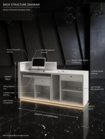 Comptoir de réception scandinave moderne en MDF à panneaux cannelés avec armoire de rangement et base lumineuse LED – Ensemble complet pour bureau commercial et spa