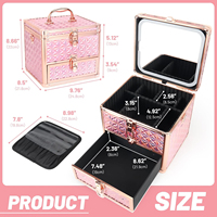 Trousse de maquillage en aluminium avec miroir LED, trousse de cosmétiques professionnelle avec séparateurs réglables et poches pour pinceaux